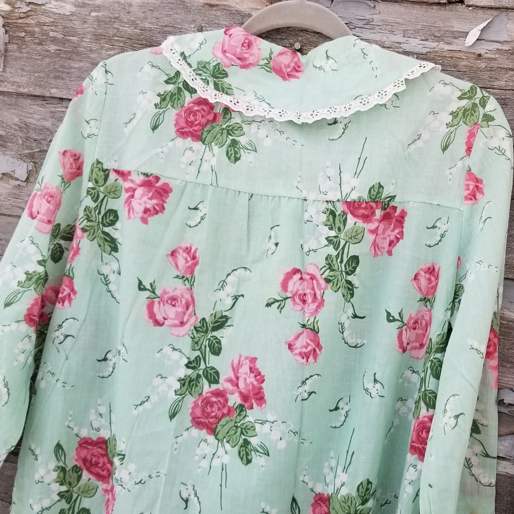 Vintage Floral Robe Rose Shabby Chic Pajama - Picture 6 of 6